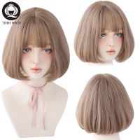 7JHH WIGS Lolita Wig With Bangs For Women Omber Blonde Brown Black Straight Short Hair Star Hairstyle Party Cosplay Bob Wig