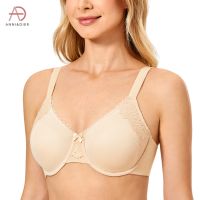 Womens Cotton Minimizer Bra Plus Size Full Coverage Underwire Non Padded Unlined Support Lace Bras D DD E F