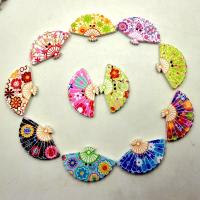 【YF】✠  100pcs handmade wooden art diy craft accessories fan button printing decoration natural decorations