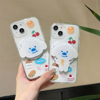 เคสโทรศัพท์สีขาวอะคริลิกแข็งลายสุนัขที่จับสำหรับ iPhone 15 14 13 12 11 Pro Max เคสใสสำหรับ14 15Plus ฝาครอบกันกระแทกป้องกัน