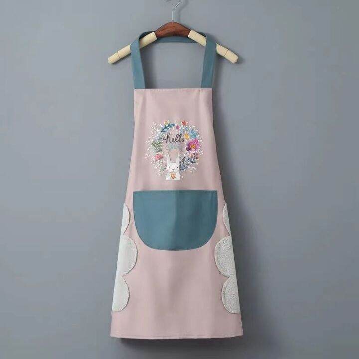 household-kitchen-cooking-apron-hand-wiping-oil-proof-waterproof-men-women-adult-waist-fashion-coffee-overalls-wipe-hand-apron-aprons