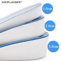 KOTLIKOFF 1.5-3.5cm Height Increase Insoles Breathable High-Elastic Sport Sole Pad Heel Insert Taller Support Absorbant Foot Pad