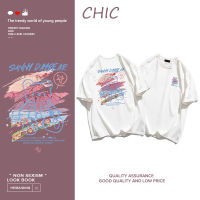 CHIC ผ้าฝ้ายแท้ หมีน้อยสีสันสวยงามพิมพ์เสื้อยืดแขนสั้น สไตล์สบาย ๆ T0451