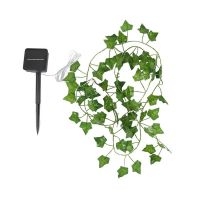 2m 20 LED Solar Lights Artificial Plants Fake Ivy Leaves Garland Greenery Vine Hanging Outdoor Lamp Holiday Party Wedding Decor