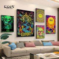 บทคัดย่อ Psychedelic เห็ดพิมพ์โปสเตอร์ Modern Wall Art รูปภาพสำหรับห้องนั่งเล่นตกแต่งบ้านที่สมบูรณ์แบบสำหรับ Trippy Skeleton Lovers