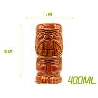 【✲High Quality✲】 chaoba7 เหยือกไวน์เหยือกเครื่องดื่มเบียร์ถ้วยค็อกเทลแก้ว Tiki S เกาะอีสเตอร์เซรามิกแก้ว Tiki 400มล.