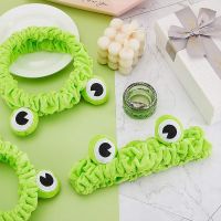 Bando Wajah Cuci Katak Lucu Bando Elastis Wanita Bando Bulu Karang Lembut Hangat Aksesoris Rambut Mode Anak Perempuan