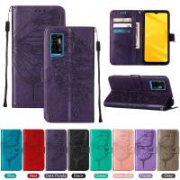 ZTE Blade A71 Case, WindCase Butterfly PU Leather Flip Wallet Card Slots with Hand Strap, Stand Cover for ZTE Blade A71