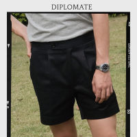 Diplomate Navy Cotton Twill Shorts with Side Adjusters กางเกงขาสั้น มีจีบ ผ้าคอตตอนญี่ปุ่น มีที่ปรับด้านข้าง สีน้ำเงินเข้ม ดิโพลเมท