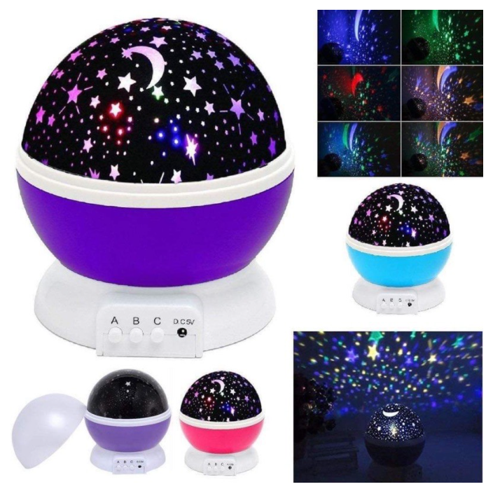 Romantic Dream Rotating Projection Lamp USB LED Night Light Sky Moon ...