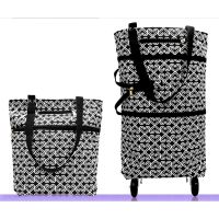 Folding Shopping Pull Cart Trolley Bag with Wheels Foldable Shopping Bags Reusable Grocery Vegetables Bags Organizer Storage Bag