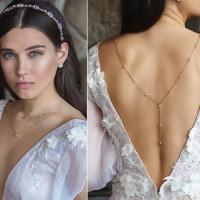 Hang qiao shopBackdrop Necklace Beautiful Crystal Rhinestone Back Silver or Gold Chain Necklaces Wedding Party Prom Jewelry Gifts for Her