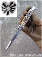 Italian Stiletto knife Antler SWITCHBLADE มีดปุ่มกด TK734 ราคาถูกมาก