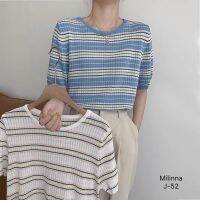 Milinna  เสื้อไหมพรม ลายริ้วสวยมากค่าา J-52 T-SHIRTNISTA