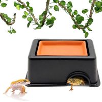 Reptile Hideout Box,Sink Humidifier Gecko Hide Hut Cave Accessories for Small Snake Spiders Frog Turtles Lizards