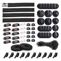 152pcs Keep Clean Durable Home Under Desk Office Practical Safe Car Tidy Sleeves Black Self Adhesive Clip For Computer TV Straps Cable Management Kit