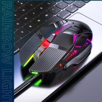 BRZ05เมาส์ RGB แบบมีสายเมาส์สำหรับเล่นเกมส์ที่ออกแบบตามหลักสรีรศาสตร์มี6ปุ่มไฟ LED สีสดใสสำหรับเดสก์ท็อป/คอมพิวเตอร์/แล็ปท็อป