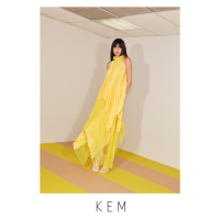 Kemissara Feather  tulle Set (Top&amp;skirt) Yellow