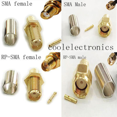 10pcs SMA Male / Female RP-SMA Female RP-SMA Male Coaxial Crimp cable for RG58 LMR195 RG142 RG400 Cable Connector