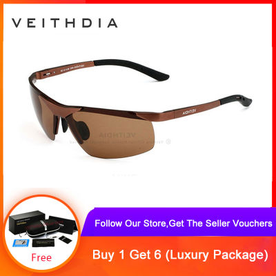 VEITHDIA แบรนด์ Alumunum แว่นตากันแดด Polarized UV400 แว่นตากันแดดกระจกเงา Rimless Rectangle บุรุษแว่นตากันแดดสำหรับผู้ชาย 6501