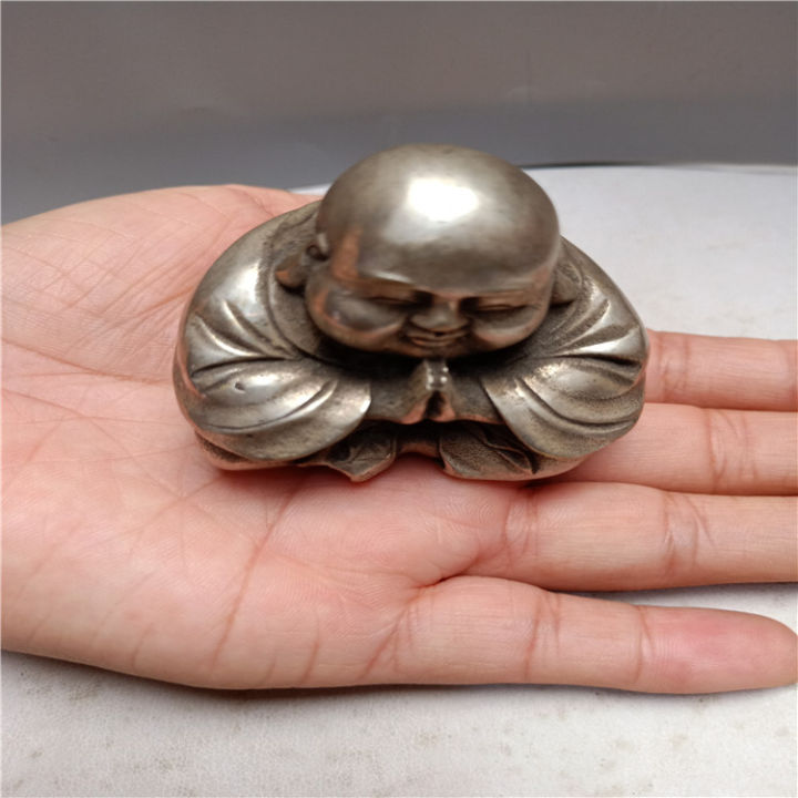 chinese-tibet-silver-carved-happy-buddha-figurine-statu-fengshui