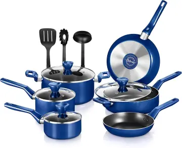 Nutrichef 11 Piece Nonstick Ceramic Cookware Excilon Home Kitchen Ware Pots  & Pan Set with Saucepan Frying Pans, Cooking Pots, Lids, Utensil