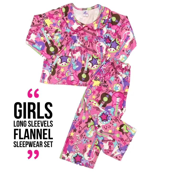 9 TO 11 YEARS OLD (SIZE 14) GIRLS FLANNEL LONG SLEEVES STYLE WITH LONG PAJAMA PANTS SLEEPWEAR
