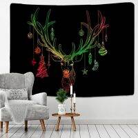 Simple Lines Christmas Reindeer Psychedelic Tapestry Wall Xmas Art Blanket Mat Backdrop Home Room Decoration Gift