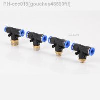 Air Connector Fitting T Shape Tee 6mm 8mm 10mm 12mm 4mm Hose Pipe to 1/8 1/4 M5 3/8 1/2 BSPT Male Thread Pneumatic Coupler