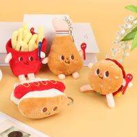 【YF】▪  New 1Pc Kawaii Food Bread Hamburger Hot Dog French Fries Soft Stuffed Pendant Keychains for Children Gifts