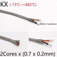 ☄◐ KX Type 2Core x 0.2mm Thermocouple Wire Stainless Steel Shield Fiber Braid Insulated High Temperature Sensor Compensation Cable