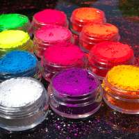 1 ชุดนีออนเล็บผงอายแชโดว์ฝุ่นผลเรืองแสงเล็บ Glitter Pigment Chrome ฝุ่น DIY เล็บ Glitter ตกแต่ง-Yeors