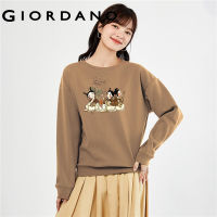 GIORDANO Women Lu Ming Shan Series Sweatshirts Art Painting Print Fleece-Lined Sweatshirts Crewneck Fashion Casual Tops 99393314