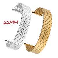 yivdje 22MM Silver/Golden Stainless Steel Watch Strap Replacement Watches Band Practical Stretchable Length None Buckle Wristwatch