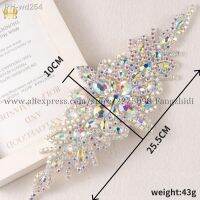 FZD 1 PC AB Sliver Crystal Rhinestone Applique Welding Flower Patch Sew on Wedding Dress Sleeves Accessories Rhinestone Applique