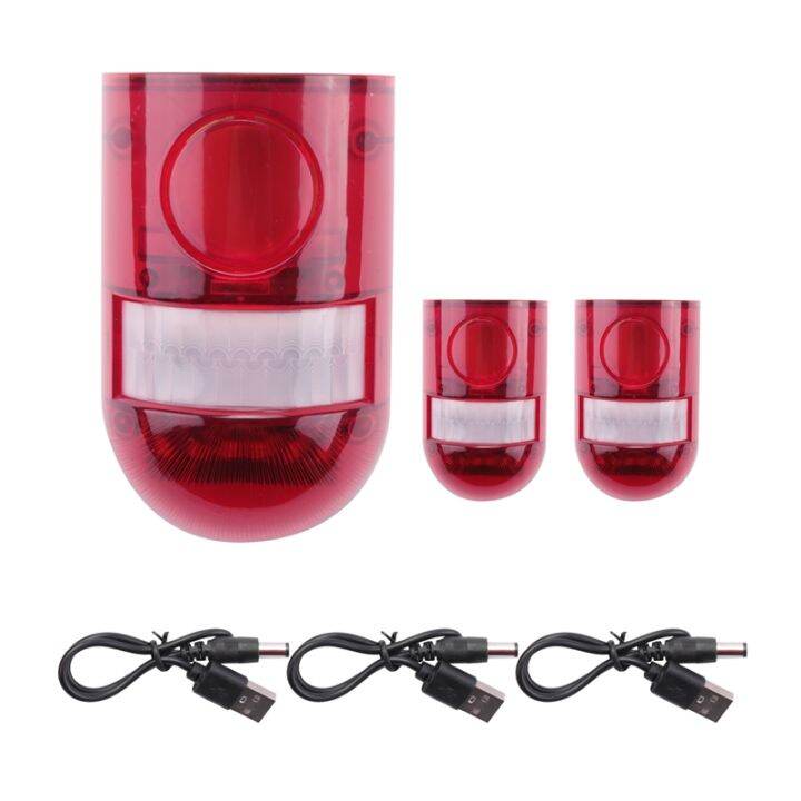 3 Pack Solar Strobe Light with Motion Sensor Alarm 129DB Sound Security