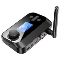 Bluetooth 5.1 Audio Receiver Transmitter 2-In-1 Fiber Coaxial Wireless Audio Adapter with Screen TF Card MP3 Player