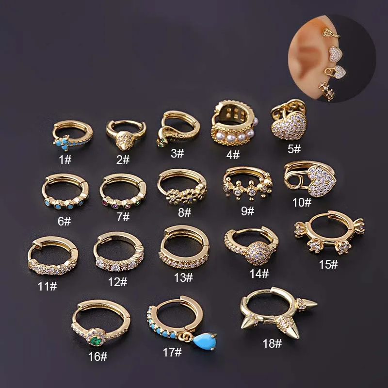 1 Piece Hoop Lobe Helix Piercing Earrings Copper With Zircon 8-10Mm 2022  New | Lazada.Vn