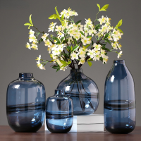 Glass Vase Crafts Creative Blue Hydroponic Dried Flower Arrangement Vase Set Ornament Vase Decoration Household