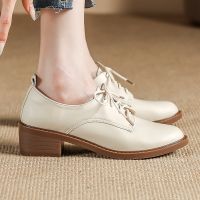 Genuine Leather 4cm Lace Up Dress Shoes Casual Ladies Shoes R Flat Shoes Soft Leather Womens Loafers Fashion