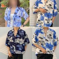 พร้อมส่ง เชิ้ต เสื้อ Hawaii สไตล์เกาหลีแขนสั้น ใส่ได้ทั้งชาย-หญิง