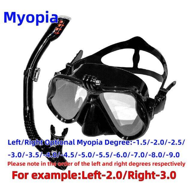 Myopia Snorkel Tube Set Diving Mask For Gopro Swimming Goggles Snorkel