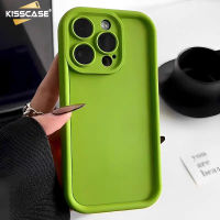 KISSCASE เคสโทรศัพท์ซิลิโคนสีลูกกวาดนุ่มนวลสำหรับ IPhone 11 12 13 14 15 Pro Max Plus เคสป้องกันเลนส์แฟชั่นสีทึบ