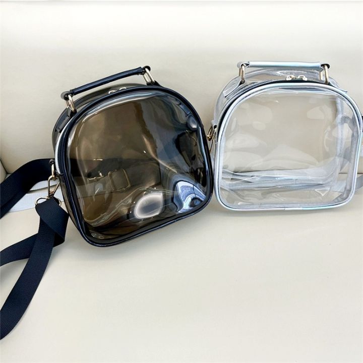 กระเป๋าสะพายไหล่สำหรับผู้หญิงกระเป๋าสะพานข้างยาง-pvc-ที่เรียบง่ายฤดูร้อนแฟชั่นเลเซอร์โปร่งใส