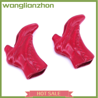 Wanglianzhon รองเท้าบูทสีแดงตกแต่งรองเท้าเจ้าหญิงขนาดเล็ก1คู่1:12บ้านตุ๊กตา