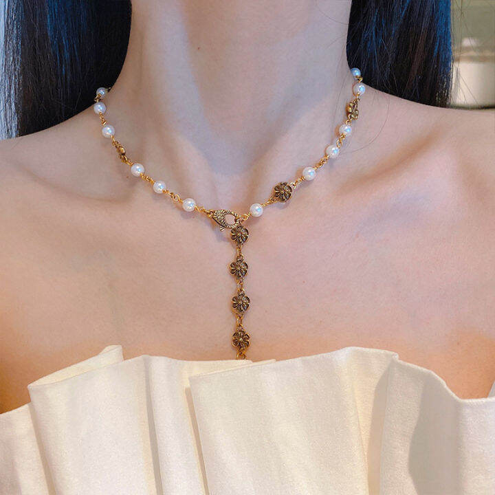 2021-new-fashion-brand-women-natural-pearl-vintage-necklace-flowers-copper-punk-choker-choker-banquet-party-luxury-jewelry-gift