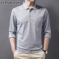 EERSHENSHI ใหม่ยอดนิยมสำหรับผู้ชายที่มีอายุมากกว่าผ้าฝ้ายแขนยาวเสื้อยืดลำลองพ่อเสื้อโปโลด้านล่าง