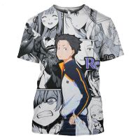 Men Tshirt Natsuki Subaru Anime Re Zero T Shirt 3D Print Elves Puck Women Tops Hentai Pretty Girl Tee Unisex