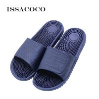 ISSACOCO Mens Flat Indoor Massage Slippers Men Home Non-Slip Massage Slippers Zapatos Hombre Beach Flip Flops Mens Slides