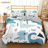 ZEIMON 3d Dinosaur Family Bedding Set For Kids Cartoon Printed Bed Cover Single Boys Duvet Cover Set Single Size Bedclothes